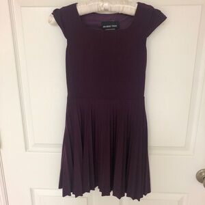 Un Deux Trois Cap Sleeve Crystal Pleat Party Dress Girls Sz 10 COLOR EGGPLANT